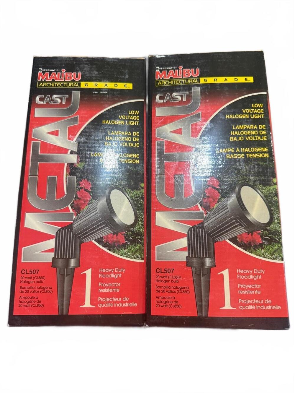 Lot of 2 Malibu CL507 Cast Metal Landscape Floodlights 20W Low Voltage NIB